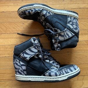 Nike Dunk Sky Hi wedge sneakers black white optic wave Liberty of London 8.5 40